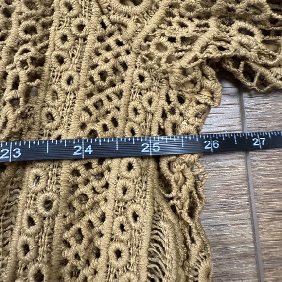 Free People All Things Sweet women's Crochet Button Down Shirt M Boho Oversized - Picture 9 of 13